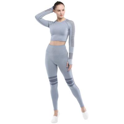 China European and American women yoga wear QUICK DRY seamless breathable stretch sports tight suit long sleeve yoga for wearing Islamic clothing for sale