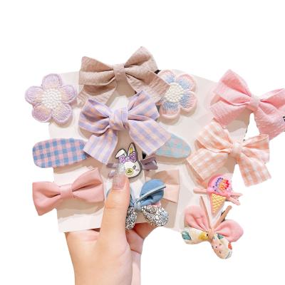 China B1232 Children's Smart Casual Cartoon Flower Floral Hairpin Babies Bows Hair Accessories Haircuts Hairpin Set for sale