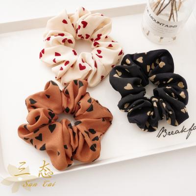 China 2020 New Design Women's Style Hair Band Chiffon Fabric Heart Elastic Scrunchies Korean Korean Hair Accessories for sale