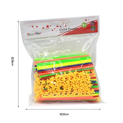 China Building Toy Amazon Hot-Selling 500 Pcs DIY Straw Constructor Interlocking Develops Motor Skills Toys For Children for sale