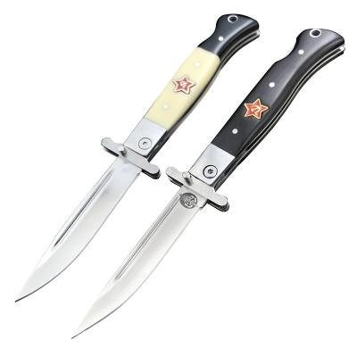 China Resin Handle Pocket Knife 3.8in Russian Non-variable Outdoor Blade Tactical EDC Camping Hunting Folding Knives for sale