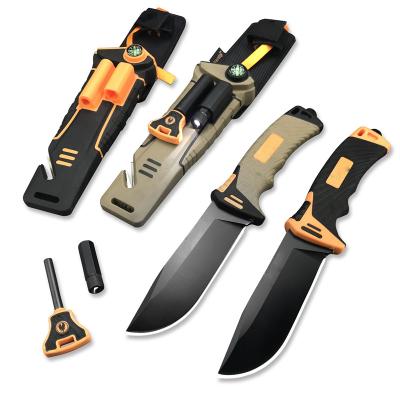 China Non-variable Multifunctional Rubber Handle Blade EDC Knife Self-Defense Tactical Fixed Hunting Knives With Sheath for sale