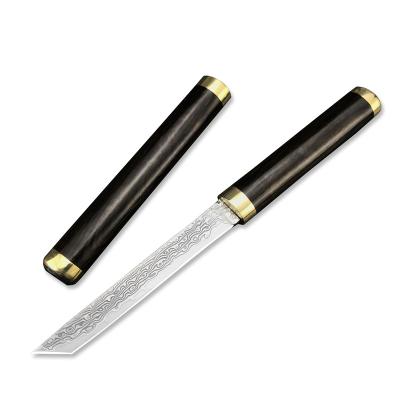 China 9.4in VG10 Damascus Blade Knife Ebony Handle Mini Camping Hunting Non-variable Steel Japanese Fixed Knives for sale