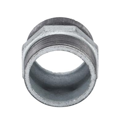 China Water Cast iron pipe fittings grooved and threaded adapter malleable iron pipe fittings nipple connector for sale