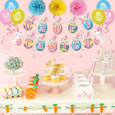 China Simple Easter Rabbit Party Supplies Decoration Banner Balloons Cake Topper For Easter Party for sale