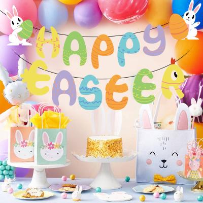 China Simple Easter Theme Pull Flag Bunny Egg Banner Happy Easter Easter Party Decoration Supplies for sale