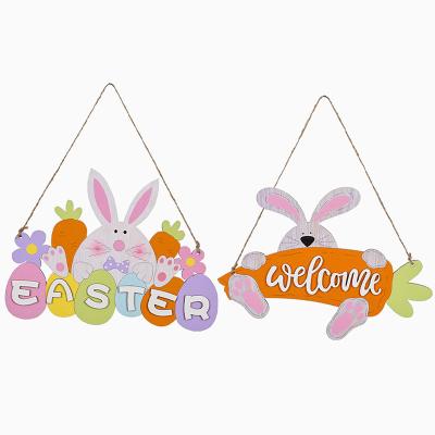 China Decorative Simple Wooden Letter Easter Easter Sign Hanging Easter Party Decor Bunny Door Pendant For Home for sale