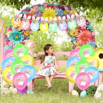 China Festival Decoration Easter Balloon Set Eggs Bunny Pulling Flag Set Easter Party Decoration Supplies for sale