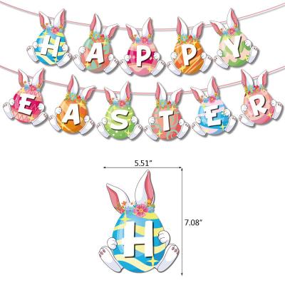 China Festival Decoration Easter Party Decoration Pull Flag Cake Fork Easter Egg Bunny Balloons Festival Decor for sale