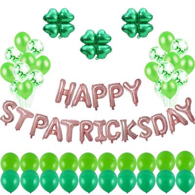 China Simple Decoration Irish St Patrick's Day Party Festival 16 Inch Letter Balloon Set Four Leaf Clover Foil Balloon for sale