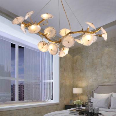 China Modern Crystal Chandelier Lighting Fixture Mushroom Flower Ceiling Lamp Branch Shape Hanging Pendant Light for sale