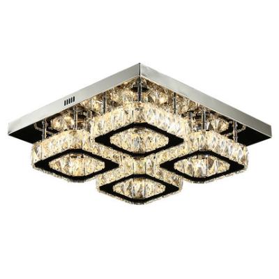 China Modern Simple LED Ceiling Light Stainless Steel Crystal Chandelier Lamp Square Aisle Decoration Lighting for sale