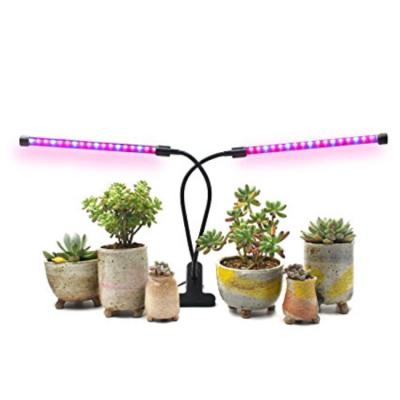 China Seed Starting Grow Light Adjustable Gooseneck Double Head Dimmable Lighting Full Spectrum Indoor Plants Grow Lamp for sale