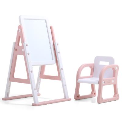 China New non-toxic white magnetic dustproof drawing board with chair for kids can adjust for sale