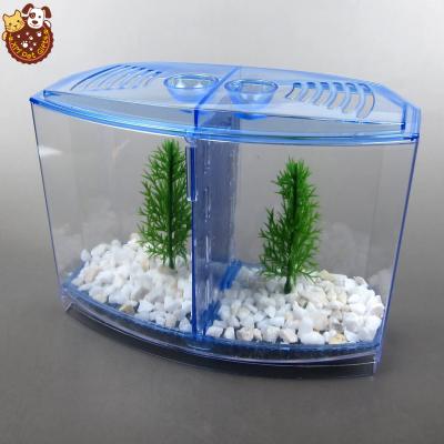 China Unique Viable Design Aquarium Betta Fish Bowl Divide 2 Acrylic Separate Aquarium Easy To Clean Acrylic Tank for sale