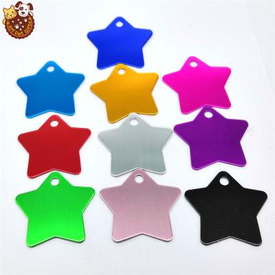 China Custom Made Aluminum JEWELED Engraved Pet Name ID Tag For Dog Cat Personalized Name Phone Number Star Shape for sale