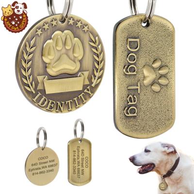 China High Quality Custom JEWELED Engraved Antique Bronze Dog ID Tags for sale