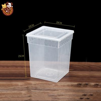 China Breathable Square 20x20x25cm Large Size Fence Reptile Breeding Plastic PP Cages Boxes for sale