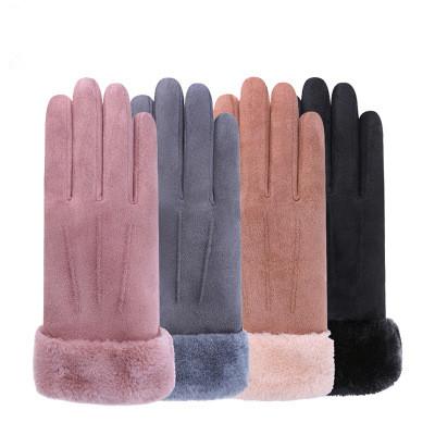 China Warm Glover Touch Screen With Sherpa Lining Single Touch Suede Ladies Winter Glover Mittens Sports Cycling Mobile for sale