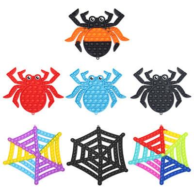 China New Arrival Colorful Snap Toy Push Popping Bubble Fidget Sensory Toy Halloween Silicone Spider Eco-friendly Material for sale