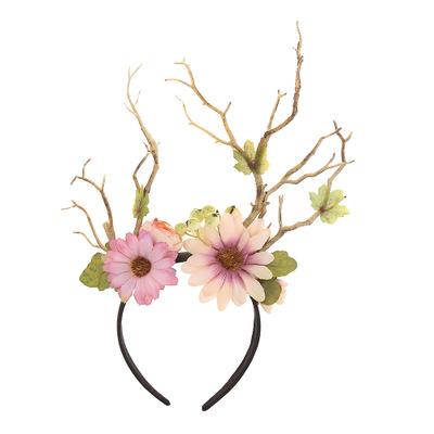 China Funny Fabric Design Antler Party Decoration Deer Floral Christmas Headband for sale