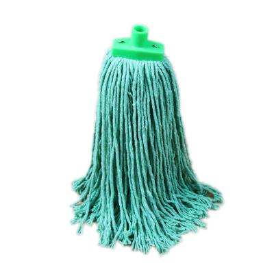 China Sustainable O-Cleaning Cotton Floor Cleaning Wet Mop Head Screw On Traditional Regular Deck Wet Mop Refill, Green for sale