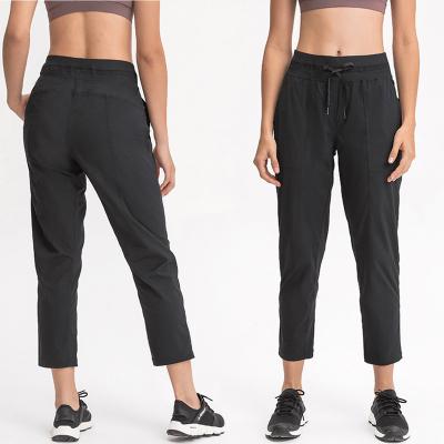 China New Styles Lulu Woven Jogger Breathable Quick Dry Lightweight Running Sports Crop Loose Jogger Outdoor Casual Sports Workout Pants for sale