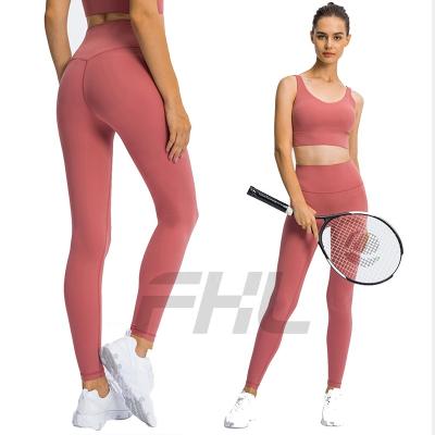 China New Arrival 2022 Breathable Line Up Fitness Leggings No Brow Line High Waist Camel Toe Pants Women With Pocket Lulu Women Leggings for sale