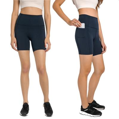 China 2022 LULU Align Breathable Low Cut Shorts With Side Pocket High Waist Yoga Shorts for sale