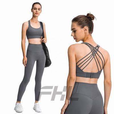 China New Summer Cross Spring And Buckle Back Adjustable Fitness Bra Breathable Naked Fabric Seconds Skin Yoga Wear for sale