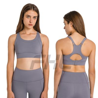 China 2022 Breathable Women Around Neck And Adjustable Back Buckle Shock Proof Yoga Bra Women Fitness Wear for sale