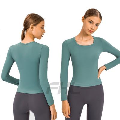 China Autumn Feeling Female Breathable Spring Yoga Lulu Body-hugging Soft Sleeves Long Sleeves / New Bare Bottom Fitness Jacket Long T-Shirt for sale