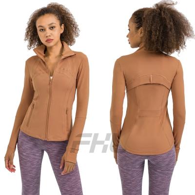 China 2022 New Autumn/Winter Yoga Sport Women's Yoga Jacket Zipper Nylon Running Long Sleeve Breathable Top Jacket Better Than Lulu for sale