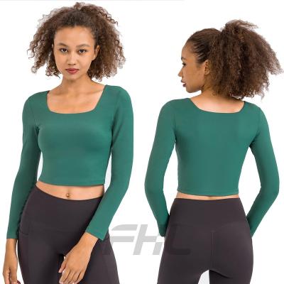 China 2022 Breathable Fall And Fit New Winter Yoga Tops Women'S Fitness Tops Women'S Soft And Thin Chest Protection Yoga Crop Long Sleeves Better Than Lulu for sale