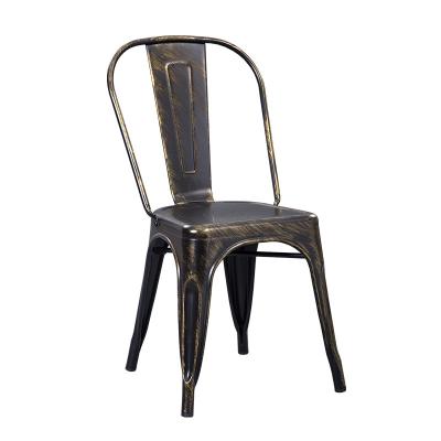 China Modern Popular Vintage Style Industrial Metal Dining Stackable Amber Color Chair Antique Iron Restaurant Diner for sale