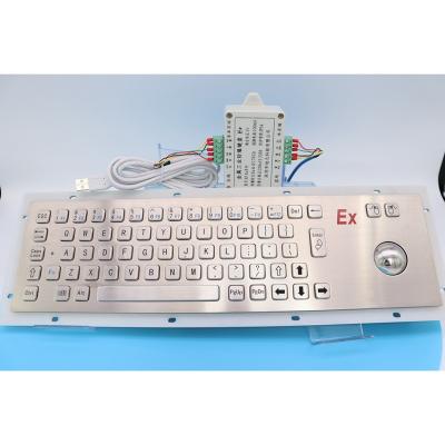 China Numeric Keypad Durable 67 Key Explosion Proof Keyboard With Certificate 38mm Explosion Proof Trackball And Guardrail for sale