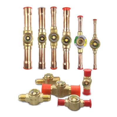 China Compressor manufacturers supply brass round glass liquid sight humidity indicator with various specifications and complete models for sale