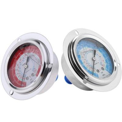 China Factory direct sales of refrigeration R404A R22 R134a R407C high quality durable oil pressure gauge cold storage high and low pressure meter behind the connection for sale