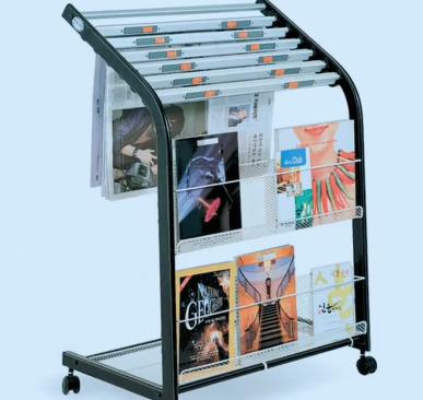 China Six Row Modern Steel Magazine and Newspaper Rack Holder Stands for sale