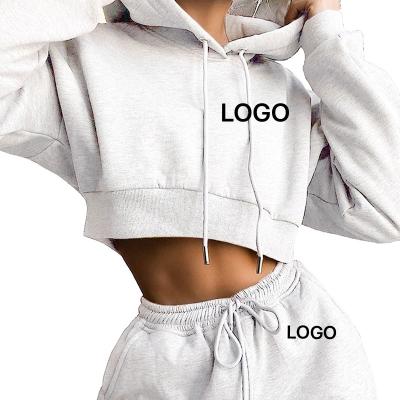 China Anti-Wrinkle Women Casual Two Piece Hoodie Sweat Set Crop Tops Sweatshirt High Waist Long Harem Pants Jogger Hoodies Suit Teams Tracksuit for sale