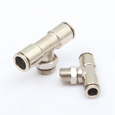 China Automation Equipment Brass Flattening Pneumatic Tube Connect Elbow And Brass Type Hose Tee Air Fitting Union Fittings for sale