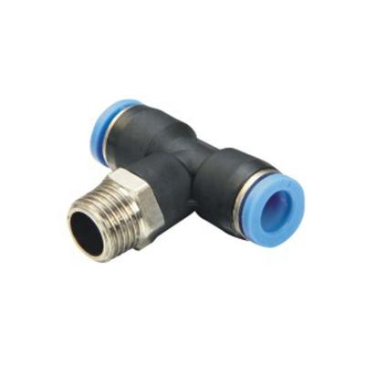 China Automation Equipment Air Hose Fittings Types T Form PE Tee Tube Connector Three Way Pneumatic Hose Fitting for sale