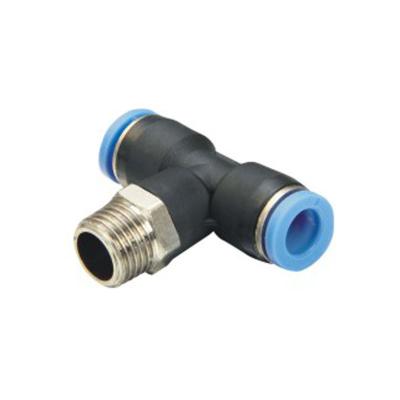 China Automation Equipment Plastic Unions Tee Type Push To Plug Pneumatic Quick Fitting Three Way Tube Unions Hose Connector for sale