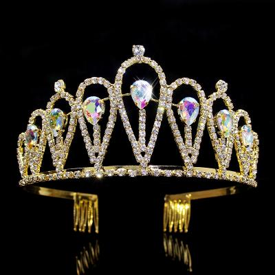 China Beautiful Princess Wholesale Brass Raw Tiaras Crystal Crown for sale