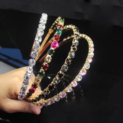 China Crystal Diamond Wild Fresh And Sweet Edge Thin Headbands New Hair Snap Headband Super Fairy Korean Simple Female Fashionable Band for sale