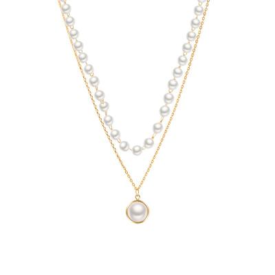 China Female Style Necklace Double-Layer Pearl Temperament Neckline Band Niche Design Simple Chain French Romantic Explosion Pendant for sale