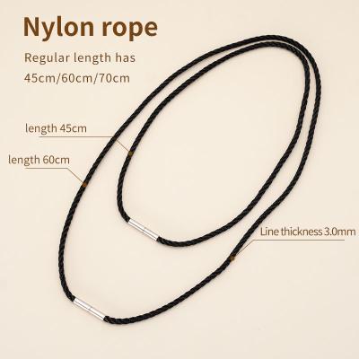 China Wholesale Wax Rope Waterproof DIY Pendant Necklace Rope Necklace Black Nylon Rope With Stainless Steel Clasp for sale