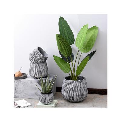 China New Design Minimalist Matte Decorative Fiber Glass Flower Pot For Home Decor for sale