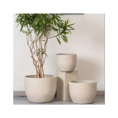 China Custom Minimalist Fiberglass Indoor Stackable Outdoor Concrete Garden Large Plant Flower Pots for sale