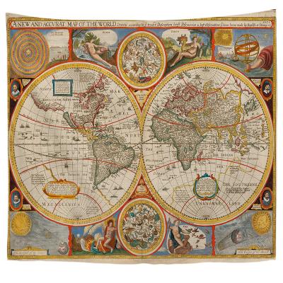 China Simple Print Vintage World Map Custom Tapestry For Wall Hanging for sale